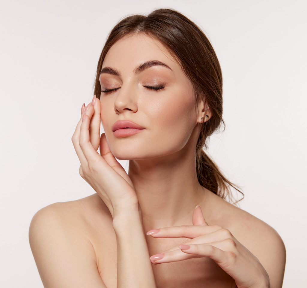 Photo of a woman with plump lips and facial features