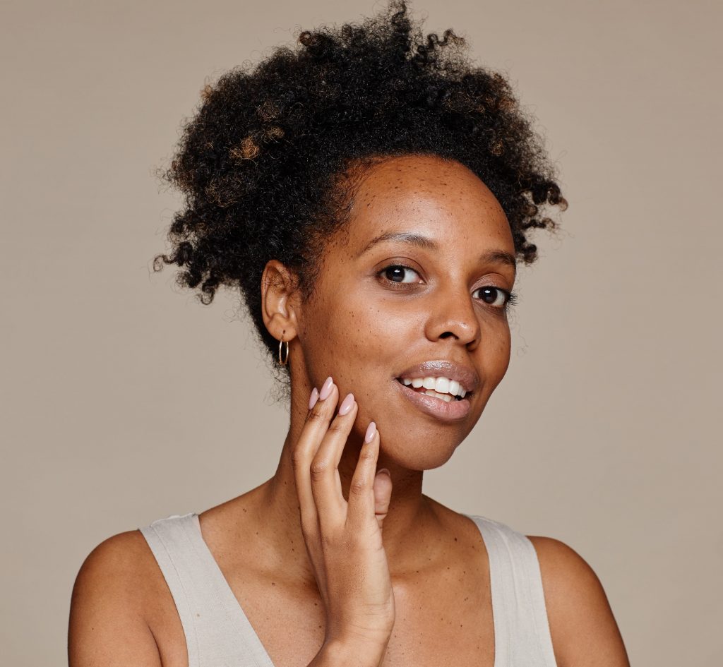 Photo of a middle-aged woman with good skin